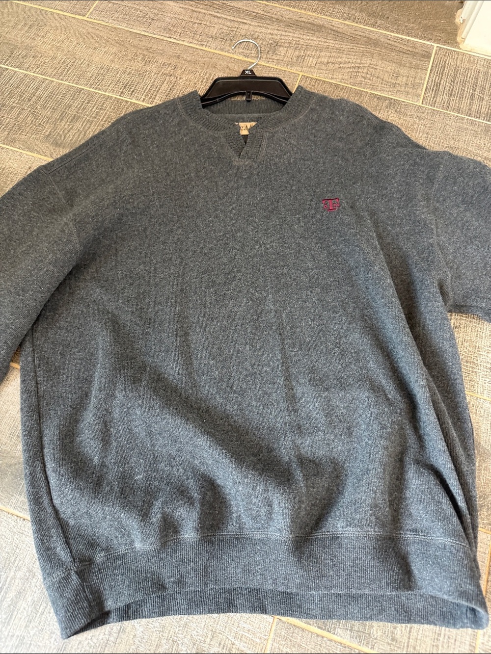 Men's Charcoal Crewneck Sweater with Subtle Chest Logo